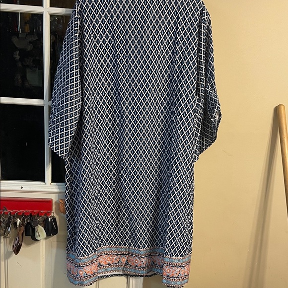 Geometric Patterned Blue and Orange Dress - Picture 3 of 3